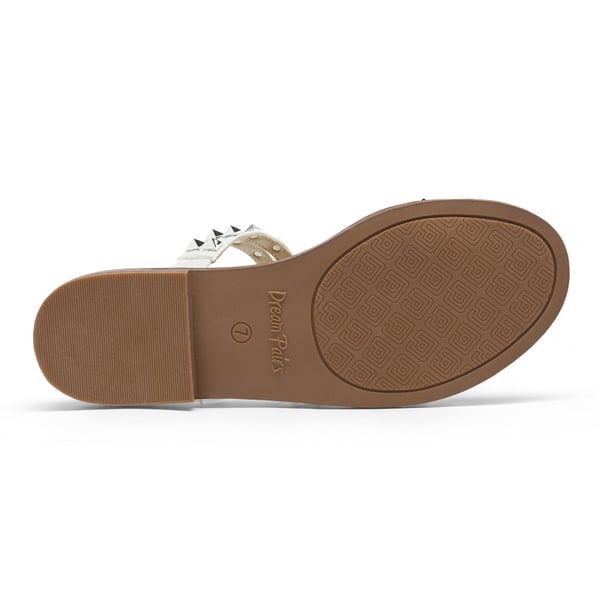 Clear Studded Rhinestone Flat Sandals - WHITE PU RIVET - 5
